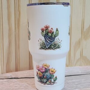 Cactus Floral 30oz Insulated Tumbler - White